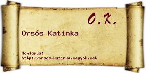 Orsós Katinka névjegykártya